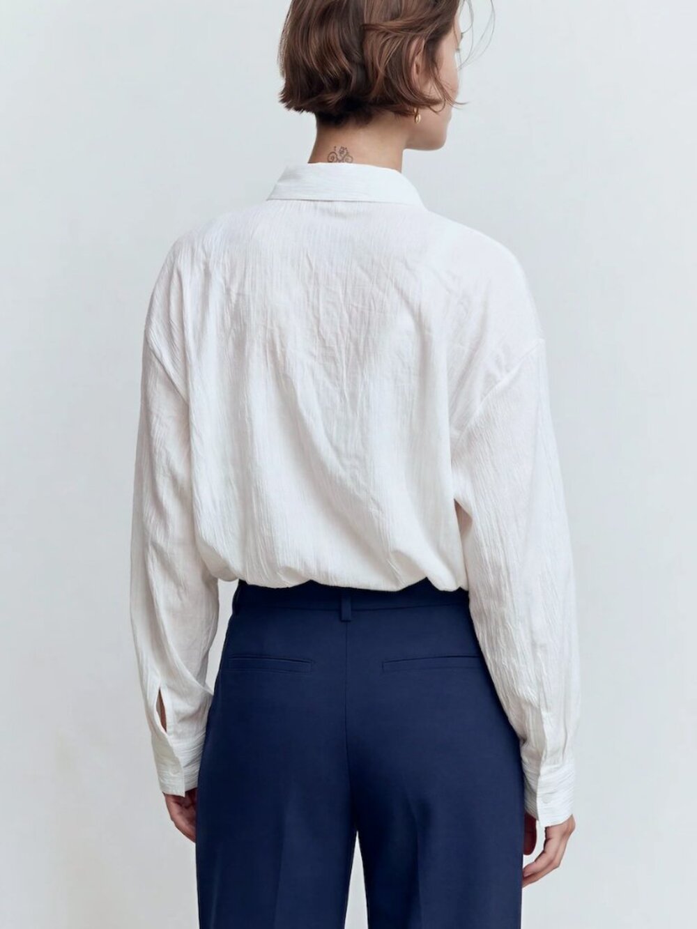 New York & Co Off White Long Sleeve Lightweight Sheer Cotton Button Down Shirt - Picture 5 of 7